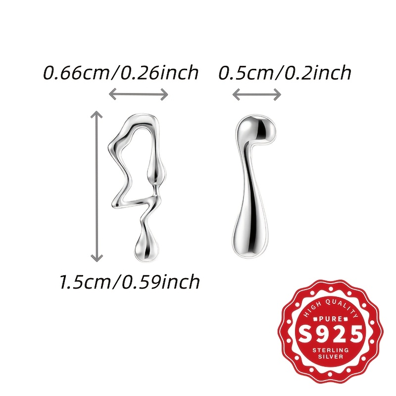 Women's S925 Silver Asymmetrical Teardrop Ear Studs — Trendy Design